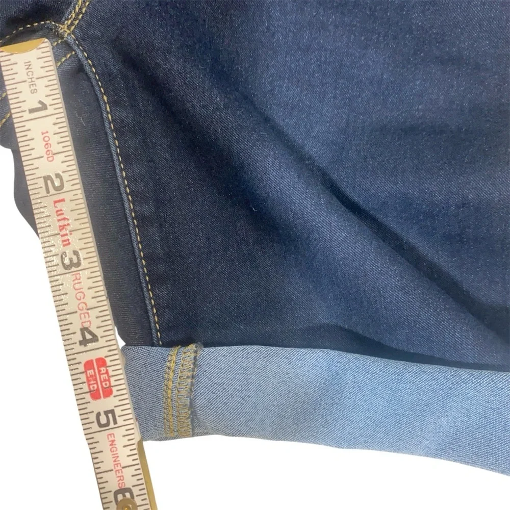 Micheal Kors Jean Shorts with Cuffed Hem and Contrast Stitching - Picture 3 of 7